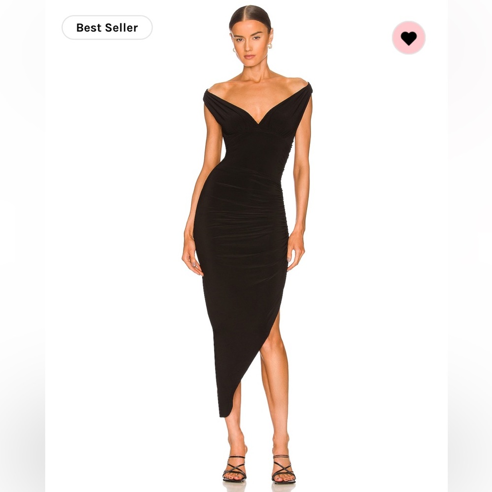Norma Kamali a black Tara side drape dress XS